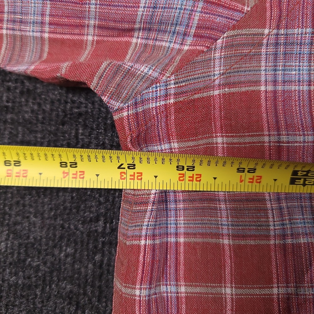 Orvis Red Plaid Linen Button Front Shirt XXL Long Sleeve Casual‎ Made in India - Picture 5 of 9